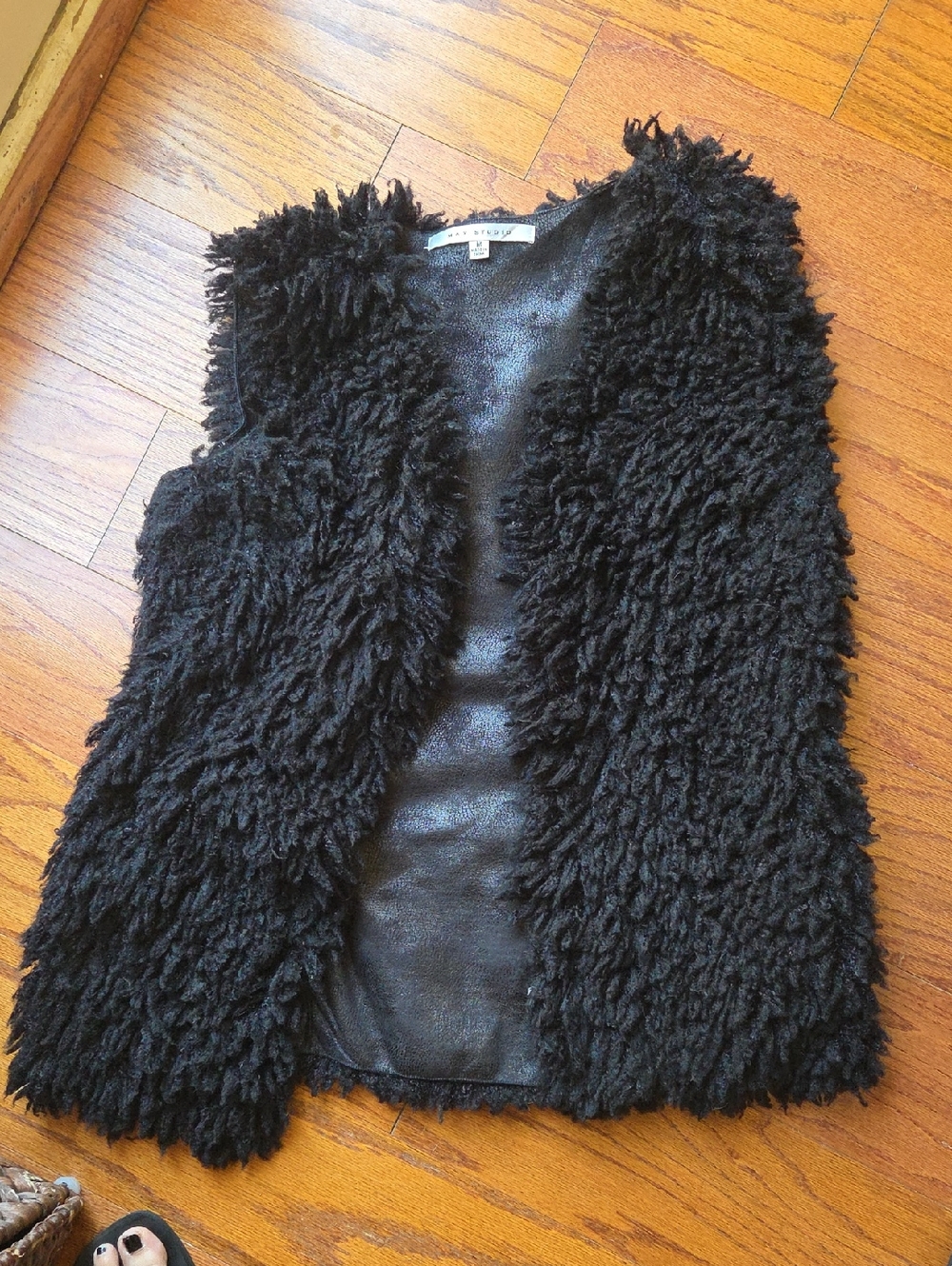 Max Studio Black Faux Shearling Vest